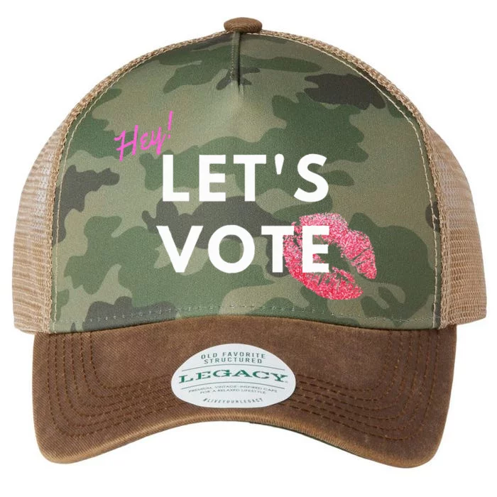 Hey LetS Vote 2024 Election Feminine Cute Voter Rights Legacy Tie Dye Trucker Hat