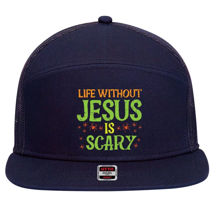 Halloween Life Without Jesus Scary Christian Women 7 Panel Mesh Trucker Snapback Hat