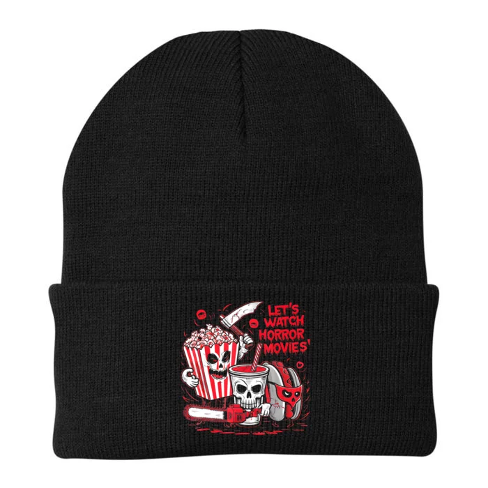 Halloween Lets Watch Horror Movies Hotdog Popcorn Drink Knit Cap Winter Beanie