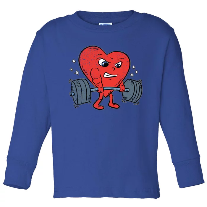 Heart Lifting Workout Valentines Day Cool Gym Bodybuilding Cute Gift Toddler Long Sleeve Shirt