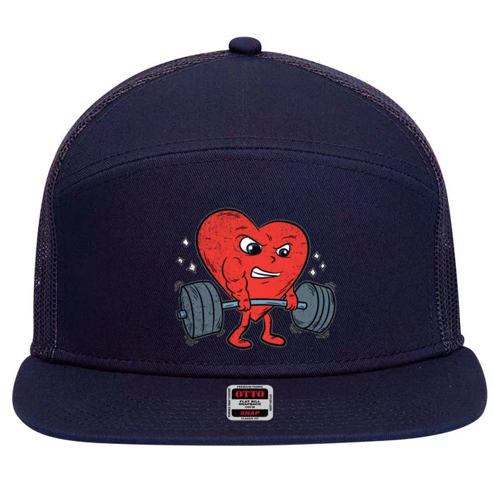 Heart Lifting Workout Valentines Day Cool Gym Bodybuilding Cute Gift 7 Panel Mesh Trucker Snapback Hat