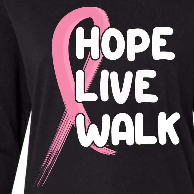 Hope Live Walk Breast Cancer Awareness Womens Cotton Relaxed Long Sleeve T-Shirt