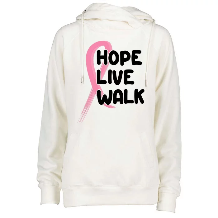 Hope Live Walk Breast Cancer Awareness Womens Funnel Neck Pullover Hood