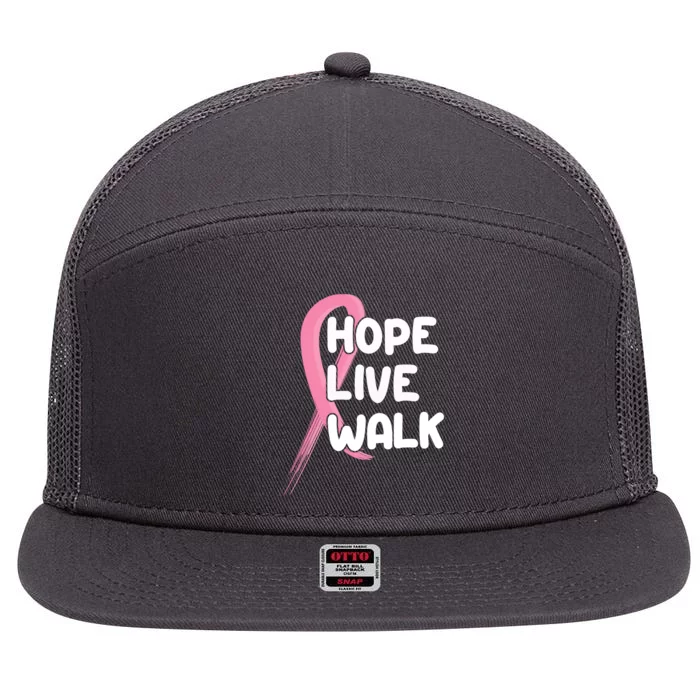 Hope Live Walk Breast Cancer Awareness 7 Panel Mesh Trucker Snapback Hat