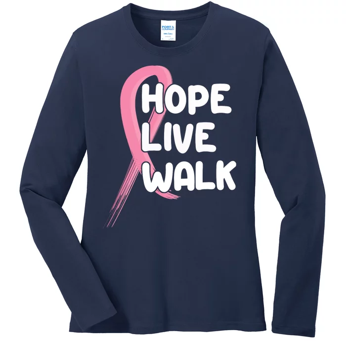 Hope Live Walk Breast Cancer Awareness Ladies Long Sleeve Shirt