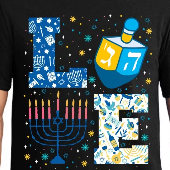 Hanukkah Love With Menorah For Jewish Christmas Holiday Pajama Set