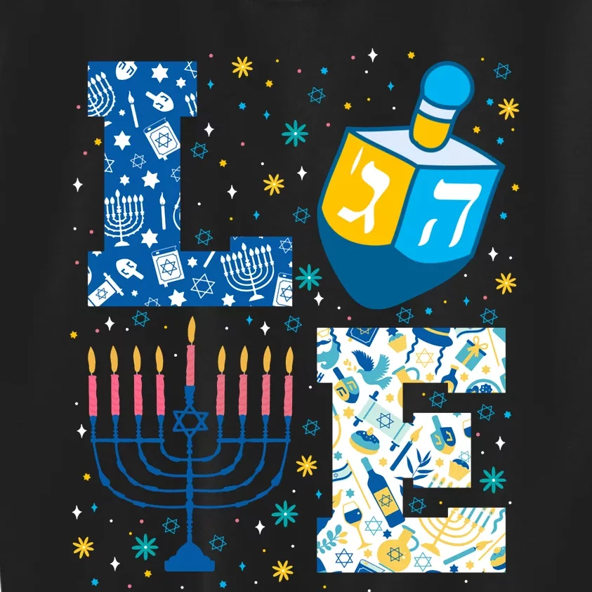 Hanukkah Love With Menorah For Jewish Christmas Holiday Kids Sweatshirt