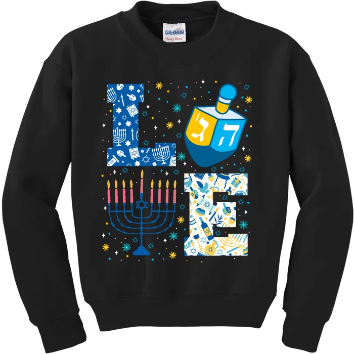 Hanukkah Love With Menorah For Jewish Christmas Holiday Kids Sweatshirt