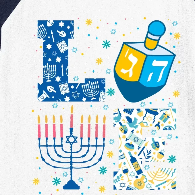 Hanukkah Love With Menorah For Jewish Christmas Holiday Baseball Sleeve Shirt