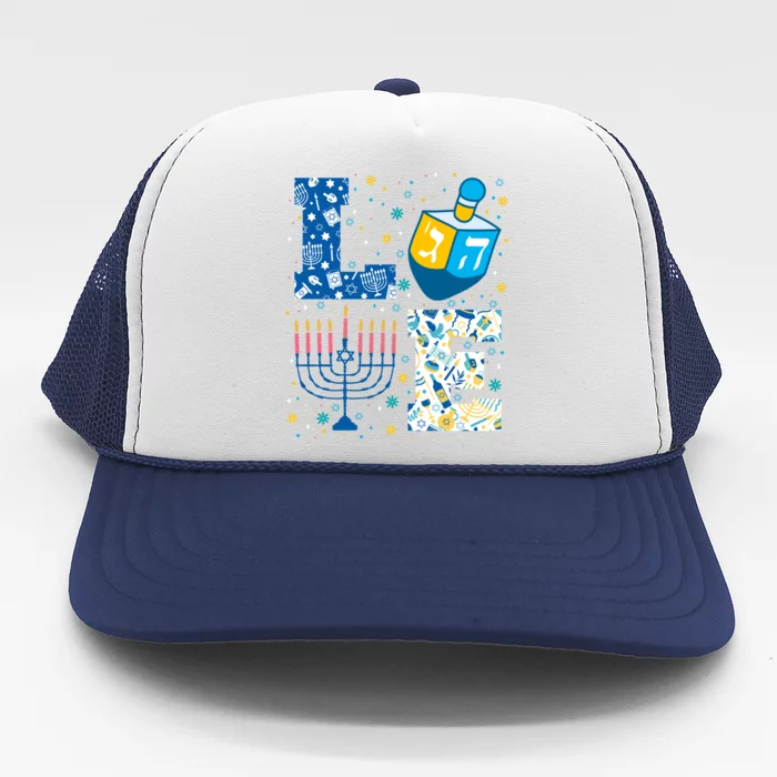 Hanukkah Love With Menorah For Jewish Christmas Holiday Trucker Hat