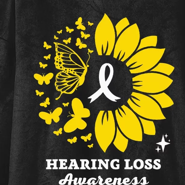 Hearing Loss Warrior Awareness Sunflower Hooded Wearable Blanket