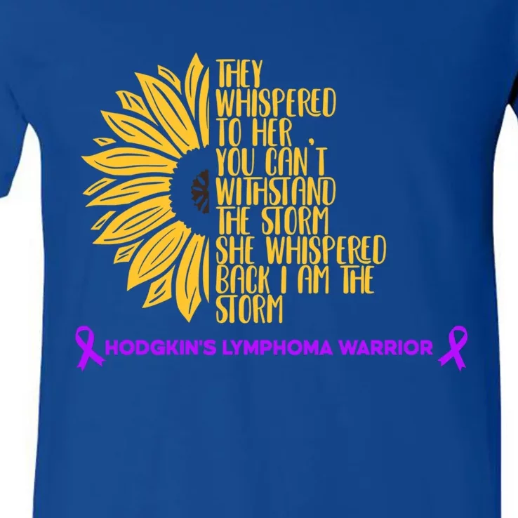 Hodgkin's Lymphoma Warrior Hodgkin Lymphoma Awareness Meaningful Gift V-Neck T-Shirt