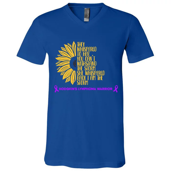 Hodgkin's Lymphoma Warrior Hodgkin Lymphoma Awareness Meaningful Gift V-Neck T-Shirt