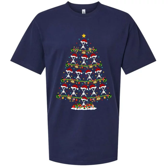 Hockey Lover Xmas Lighting Santa Hockey Christmas Tree Gift Sueded Cloud Jersey T-Shirt