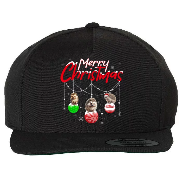 Hedgehog Lover Xmas Ornat Santa Hedgehog Christmas Cool Gift Wool Snapback Cap