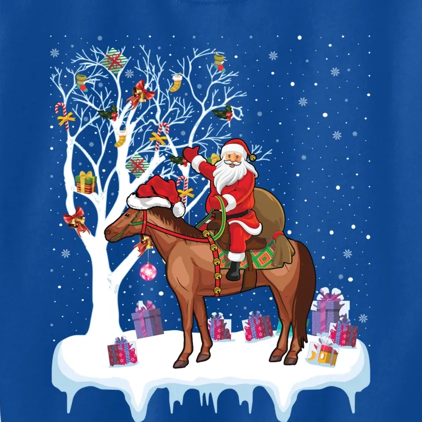 Horse Lover Xmas Gift Santa Riding Horse Christmas Gift Kids Sweatshirt