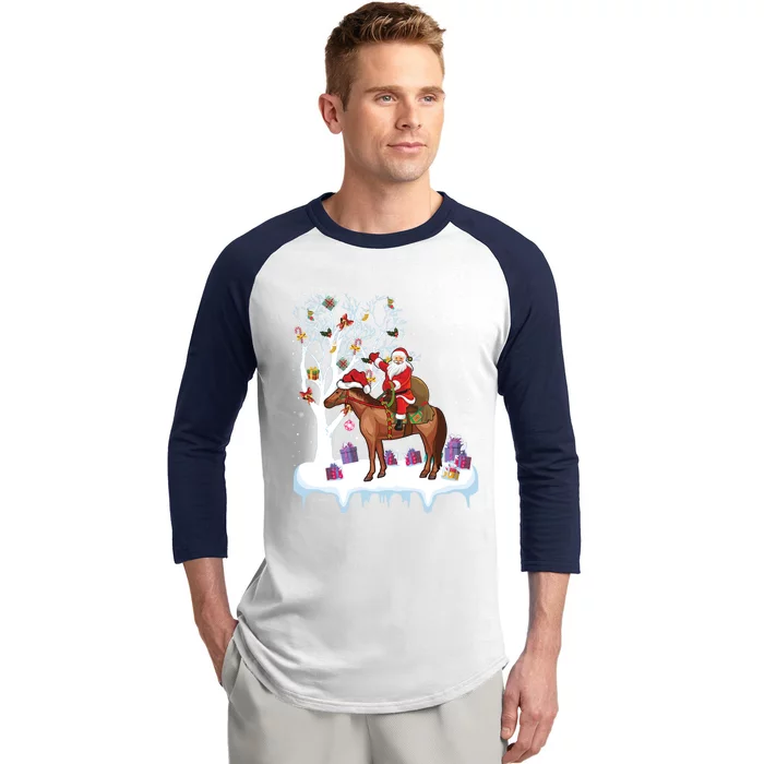 Horse Lover Xmas Gift Santa Riding Horse Christmas Gift Baseball Sleeve Shirt