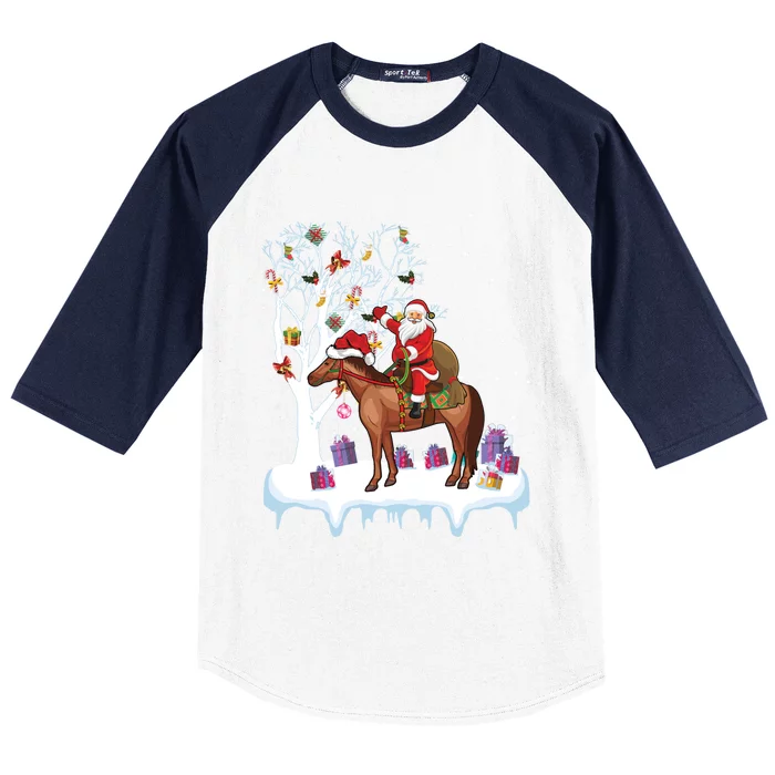 Horse Lover Xmas Gift Santa Riding Horse Christmas Gift Baseball Sleeve Shirt