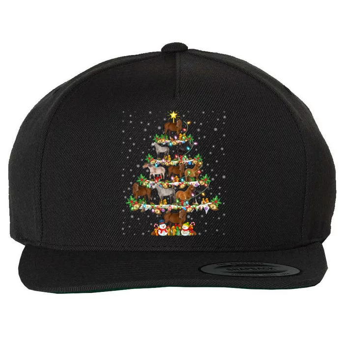 Horse Lover Xmas Lighting Santa Horse Christmas Tree Cool Gift Wool Snapback Cap