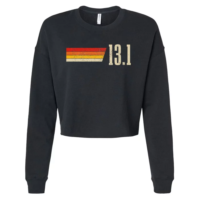 Half Marathon 13.1 Miles Vintage Running Marathon Runner Cropped Pullover Crew