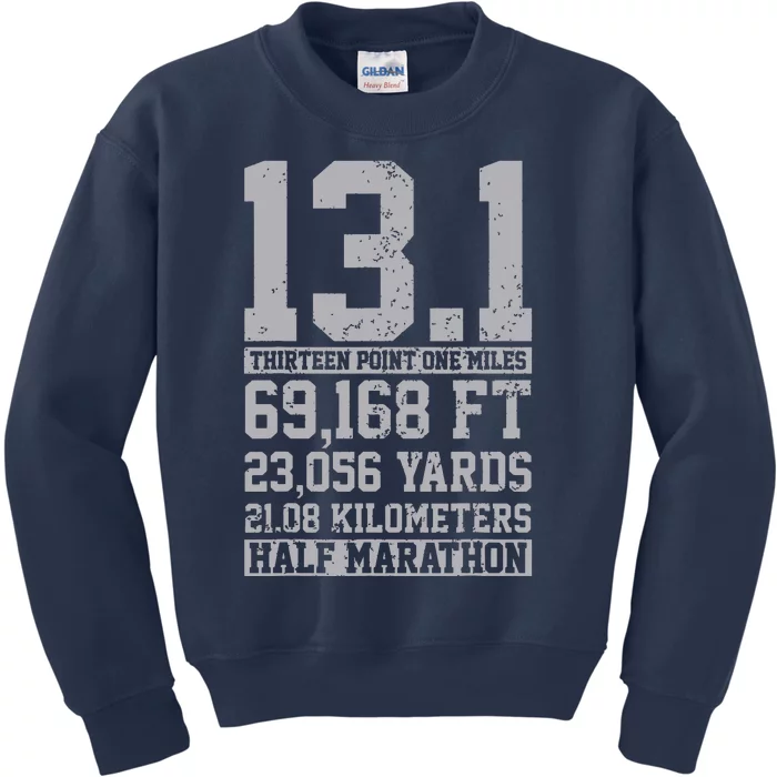 Half Marathon 131 Miles Running Runner Kids Sweatshirt