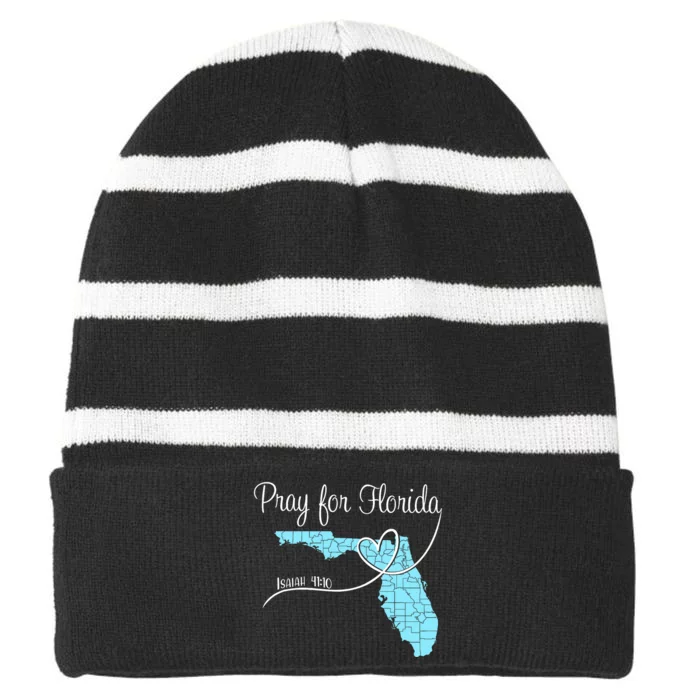 Hurricane Milton 2024 Pray For Florida Striped Beanie with Solid Band