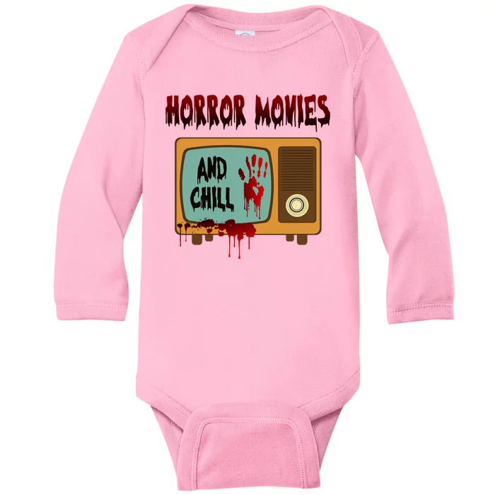 Horror Movies And Chill Scary Baby Long Sleeve Bodysuit