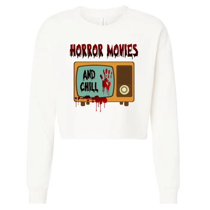 Horror Movies And Chill Scary Cropped Pullover Crew