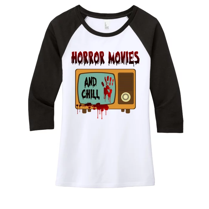 Horror Movies And Chill Scary Women's Tri-Blend 3/4-Sleeve Raglan Shirt