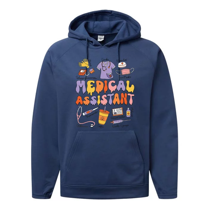 Halloween Medical Assistant Halloween Nurse Healthcare Cma Performance Fleece Hoodie