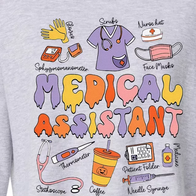 Halloween Medical Assistant Halloween Nurse Healthcare Cma Cropped Pullover Crew