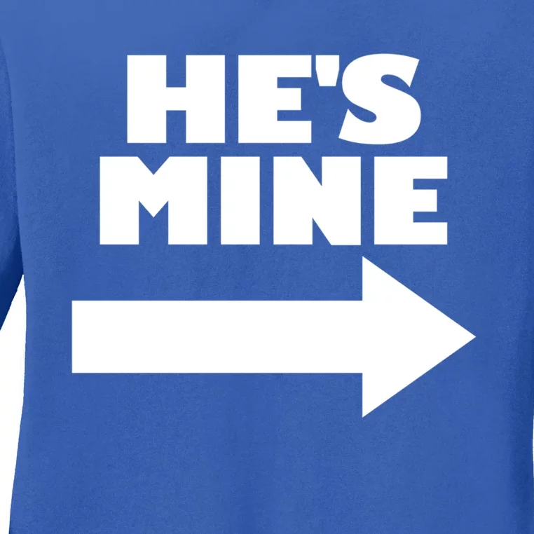 He's Mine Arrow Pointing Right Matching Couple He's Mine Gift Ladies Long Sleeve Shirt