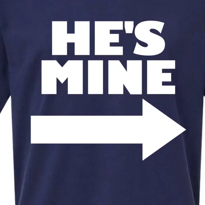 He's Mine Arrow Pointing Right Matching Couple He's Mine Gift Sueded Cloud Jersey T-Shirt