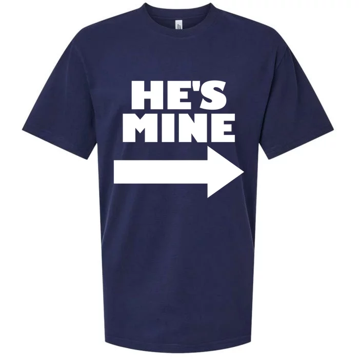 He's Mine Arrow Pointing Right Matching Couple He's Mine Gift Sueded Cloud Jersey T-Shirt