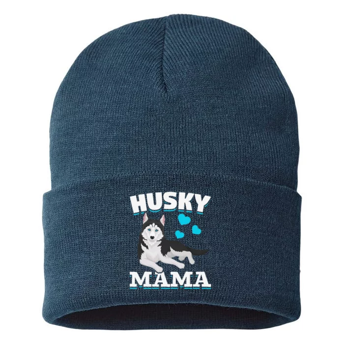 Husky Mama Animal Pet Mom Mothers Day Dog Lover Husky Sustainable Knit Beanie