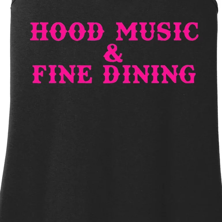 Hood Music And Fine Dining Pink Apparel Ladies Essential Tank