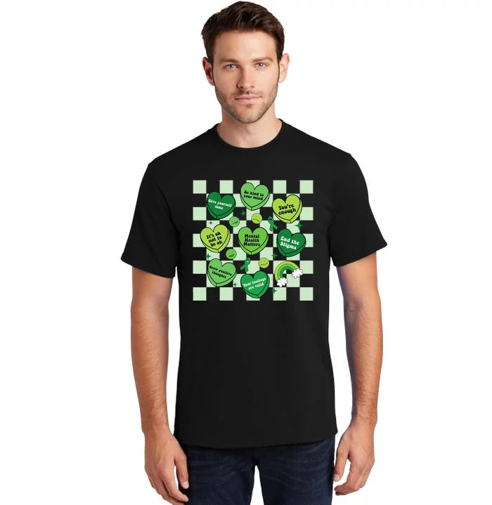 Health Matters Awareness Heart Green Ribbon Mental Tall T-Shirt