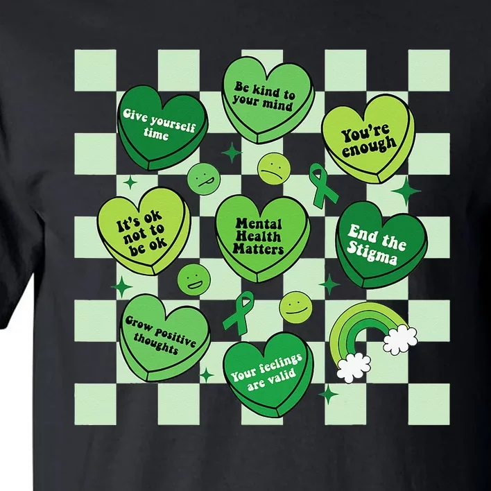 Health Matters Awareness Heart Green Ribbon Mental Tall T-Shirt