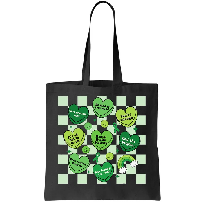 Health Matters Awareness Heart Green Ribbon Mental Tote Bag