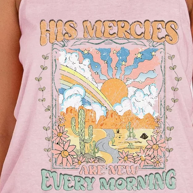 His Mercies Are New Every Morning Bible Verse Christian Women's Knotted Racerback Tank