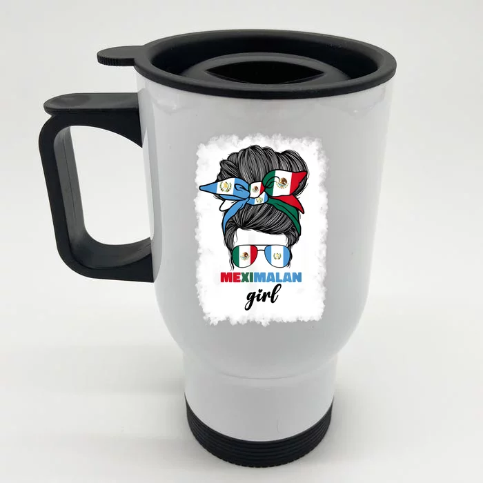 Half Mexican And Guatemalan Mexico Guatemala Flag Girl Front & Back Stainless Steel Travel Mug