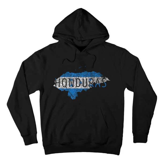 Honduran Map And Flag Souvenir Distressed Honduras Tall Hoodie