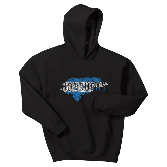 Honduran Map And Flag Souvenir Distressed Honduras Kids Hoodie