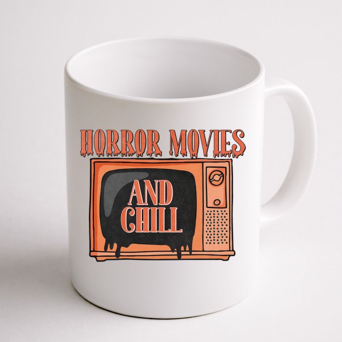 Horror Movies And Chill Funny Halloween Spooky Vibes Retro Front & Back Coffee Mug