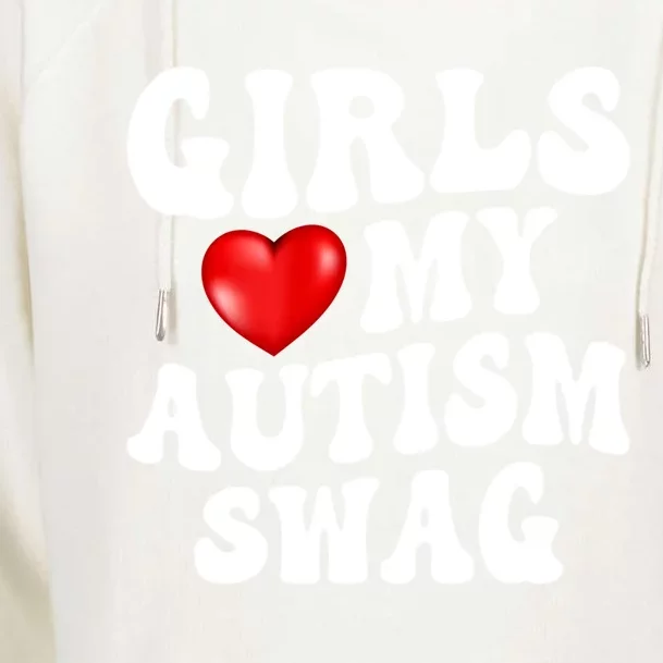 Heart My Autism Swag Funny Love My Autism Swag Gift Womens Funnel Neck Pullover Hood