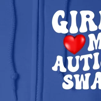 Heart My Autism Swag Funny Love My Autism Swag Gift Full Zip Hoodie