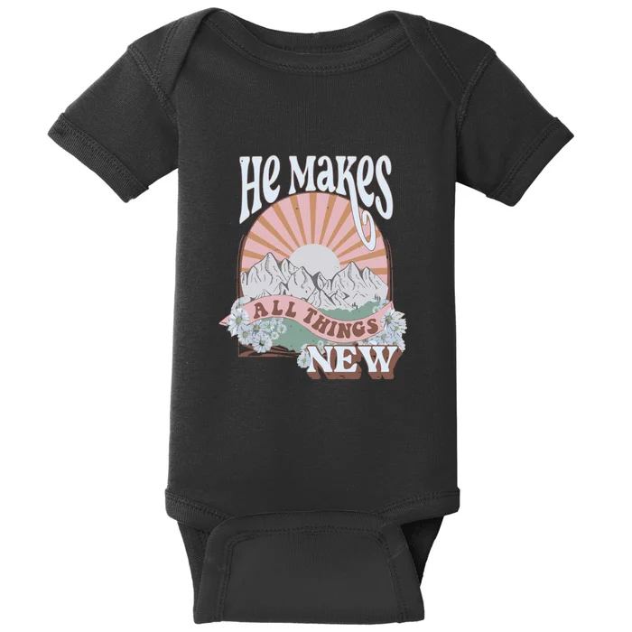 He Makes All Things New Vintage Christian God Baby Bodysuit