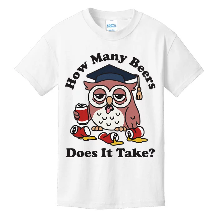 How Many Beers Does It Take Owl Funny Kids T-Shirt