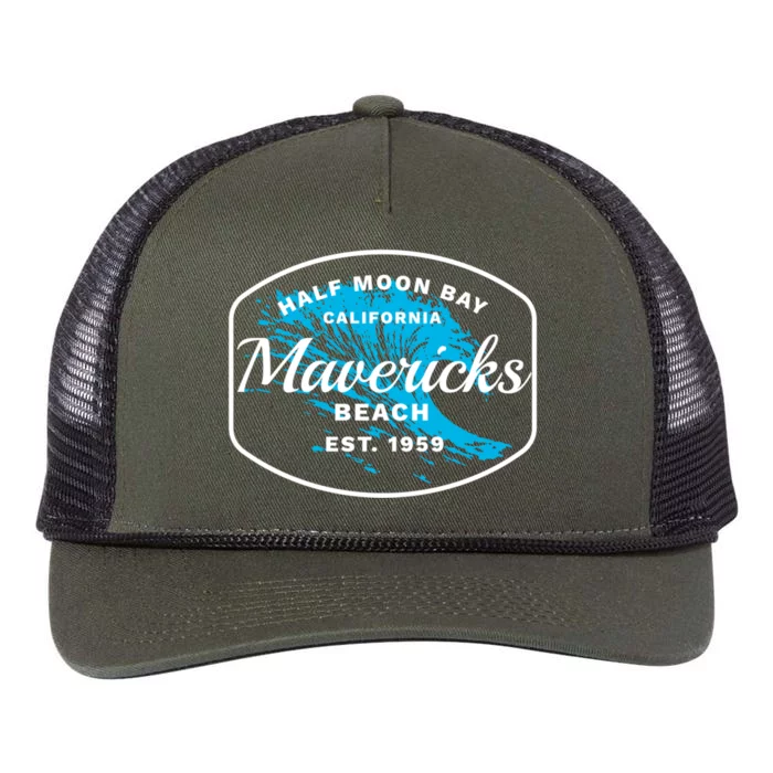 Half Moon Bay Mavericks Beach Surfing Gift Travel Gift Retro Rope Trucker Hat Cap