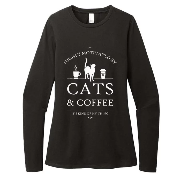 Highly Motivated By Cats And Coffee Womens CVC Long Sleeve Shirt